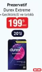 DUREX EXTREME PREZERVATİF GECİKTİRİCİLİ VE TIRTIKLI 20'Lİ fiyat ve kampanya bilgisi